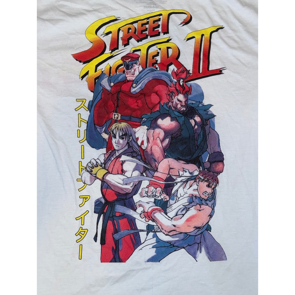 Capcom Street Fighter II Graphic T-Shirt White Mens Large Ryu Ken Akuma M Bison - Picture 3 of 4